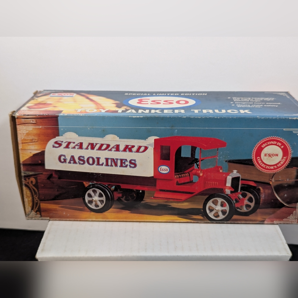 Vintage Exxon Esso Red and White Toy Tanker Truck